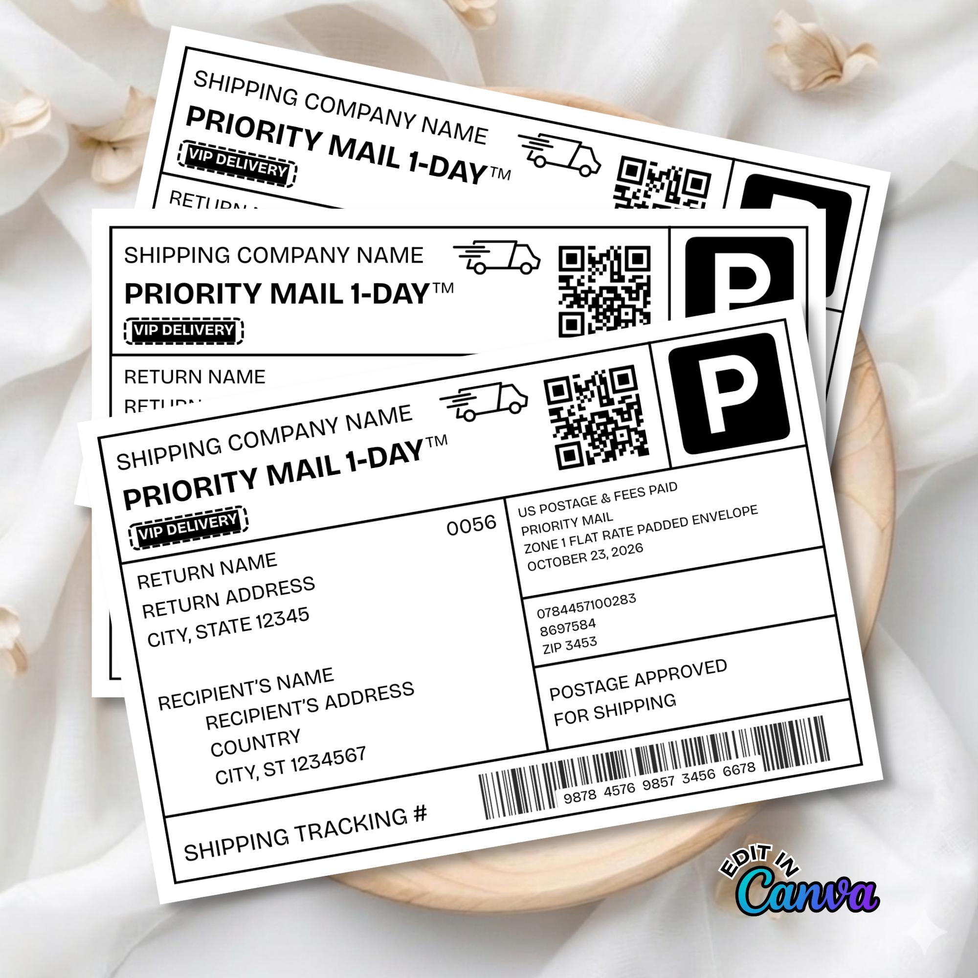 Editable Shipping Label Template Canva 6x4 Printable | Minimalist Mail ...