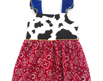Girls Jessie Dress - Cowgirl Western Country - Toy Story Party - 1st First Birthday Boutique Outfit - Photos - Western Day - Cow print