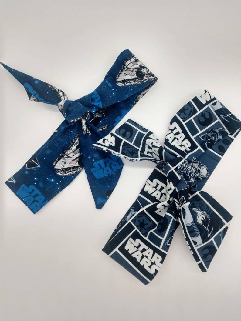 Millennium Falcon or Darth Vader Self Tie RTS Comic Con 1st Birthday Star Wars Headband Top Knot Hair Sash Fabric Hair Wrap