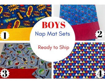 Boys Nap Mat Cover - READY TO SHIP - Super Hero - Frogs - Bugs - Nautical - Matching Pillow Case