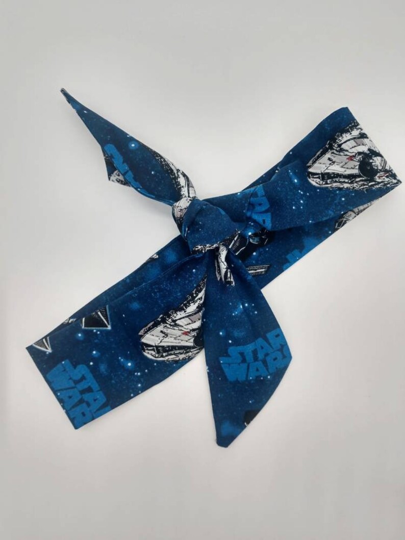 Millennium Falcon or Darth Vader Self Tie RTS Comic Con 1st Birthday Star Wars Headband Top Knot Hair Sash Fabric Hair Wrap