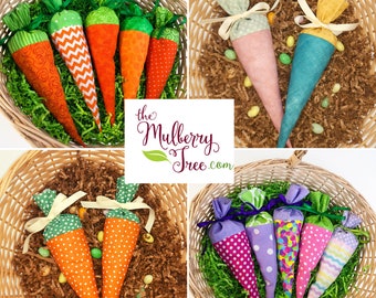 Easter Basket Stuffers - Easter Party Favors - Fabric Carrots - Jelly Bean Bags - Teacher Gift- Neighbor Hostess Gift