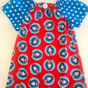 Cat in the Hat Dress Dr Seuss Officially Licensced Fabric Read Across America Toddler Dress Cat in the Hat Girls Dress Infant Dress image 3