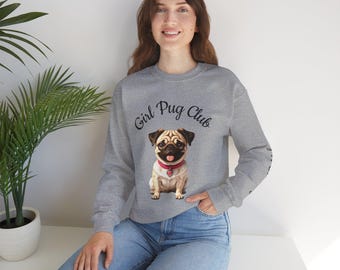 Girl Pug Mom Crewneck Sweatshirt | Dog Mom Gift