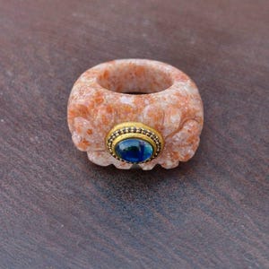 Sunstone Ring : Blue Sapphire Jewelry , Gold plated jewelry .