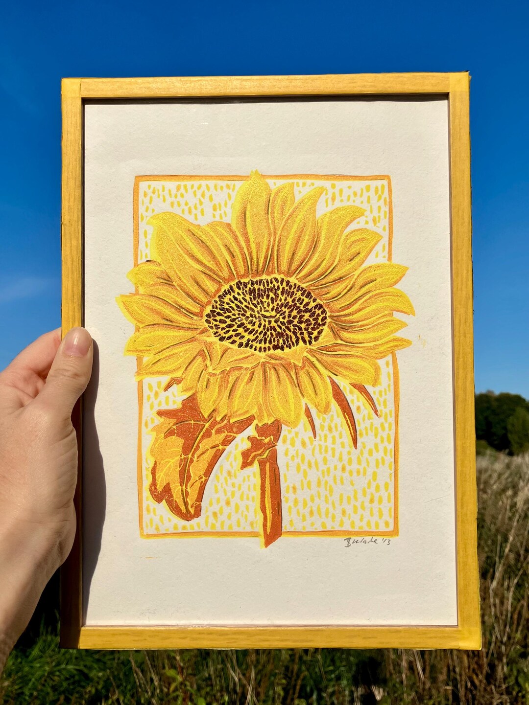 Sonny the Sunflower - A4 Lino Print | Limited Edition - Etsy