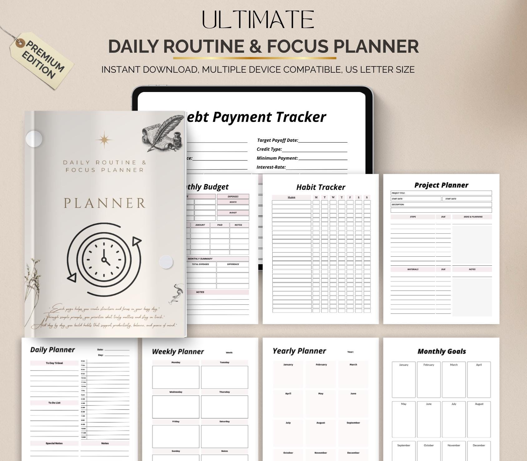 Daily Routine and Focus Planner | Time-blocking, Habit Tracking ...