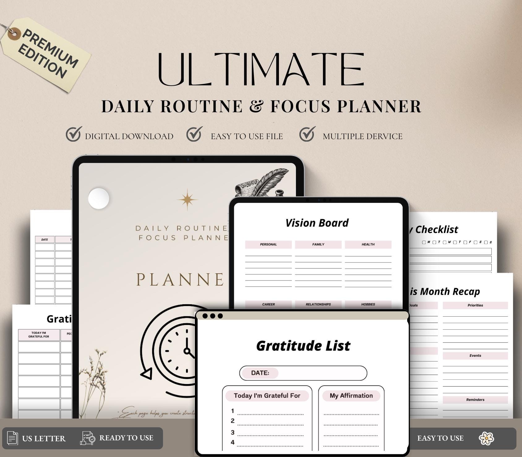 Daily Routine and Focus Planner | Time-blocking, Habit Tracking ...