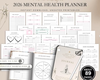 Mental Health Planner | Mood, Habits & Emotion Tracker | Mindful Reflection Workbook | Self-Healing Printable Journal