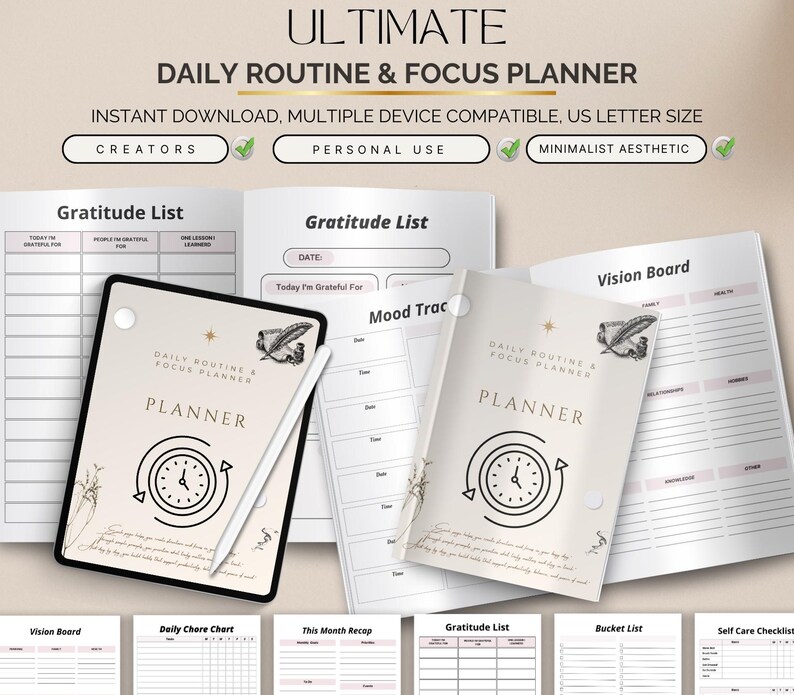 Daily Routine and Focus Planner | Time-blocking, Habit Tracking ...