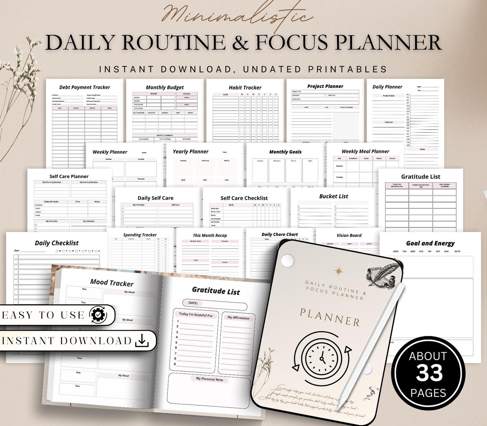 Daily Routine and Focus Planner | Time-blocking, Habit Tracking ...