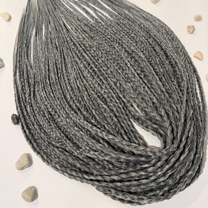 Trecce metalliche grigio argento DE-Braids – 25 pezzi fatti a mano