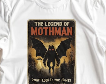The Legend of Mothman Shirt | Vintage Cryptid Poster Tee | Point Pleasant West Virginia Urban Legend