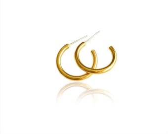 Ali 24k Gold Tiered Hoop Earrings | Handcrafted Colombian Jewelry | Minimalist Statement Hoops | AMPMsis