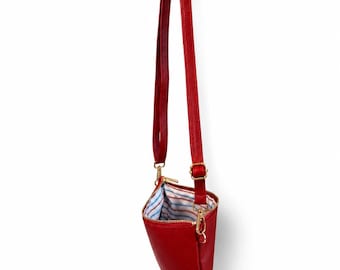 True Red Leather Crossbody Bag, Small Genuine Leather Purse, Handmade Colombian Shoulder Bag, Bold Red Artisan Handbag