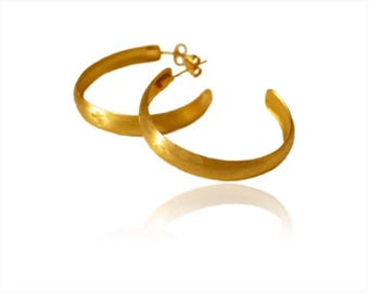 24k Gold Hoop Earrings | Handcrafted Colombian Jewelry | Minimalist Statement Hoops | AMPMsis