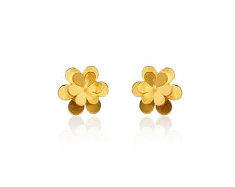 24k Gold Plated Minimalist Stud Earrings | Handcrafted Colombian Jewelry | Small Geometric Studs | Hypoallergenic Everyday Gold Earrings