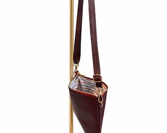 Burgundy Leather Crossbody Bag, Small Genuine Leather Purse, Wine Mini Shoulder Bag, Handcrafted in Bogotá Colombia