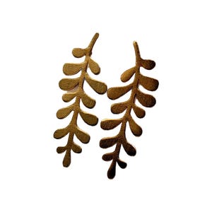 Gold Drop Earrings Leaf Shape – Colombian Páramo Flora Inspired, 24k Plated