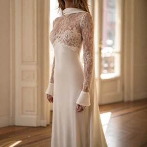 etsy long sleeve lace wedding dress Long Sleeve Lace Wedding Dress - Handmade Romantic Gown
