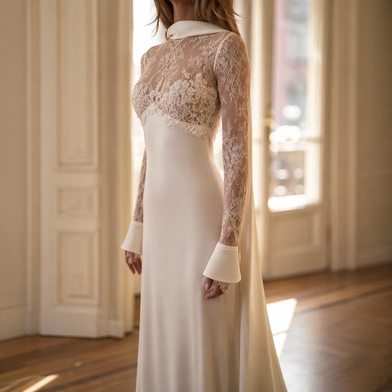 Long Sleeve White Mermaid Gown - Etsy