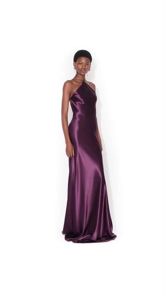Dark Purple Satin Purple Bridesmaid Dresses Long Dark Purple Bridesmaids Dress