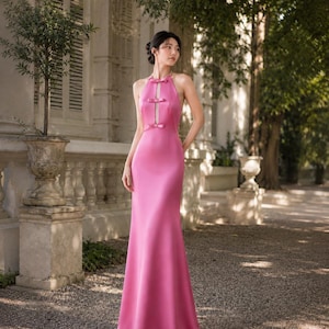 bridesmaid dress with bow Beautiful & Timeless: Dresses Satin Fabric Color Missacc White Bridesmaid Unique Halter