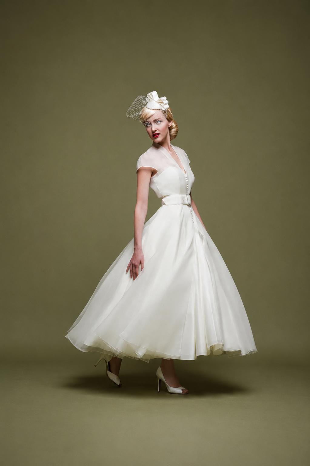 white pinup dress Fiona Cotton Midi Dress. Simple Retro Womenswear Daily-Vintage Inspired Fashion, / L It is made of comfortable materials Retro Pinup Bridal Wedding Dress