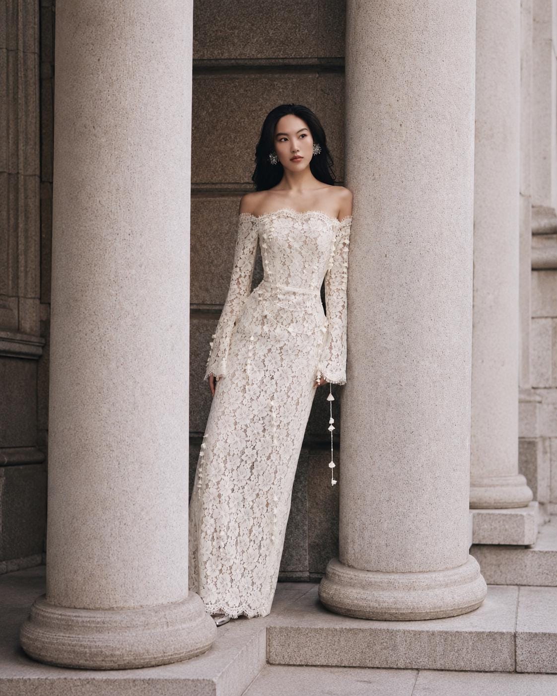Off-Shoulder Off Shoulder Lace Wedding Dress