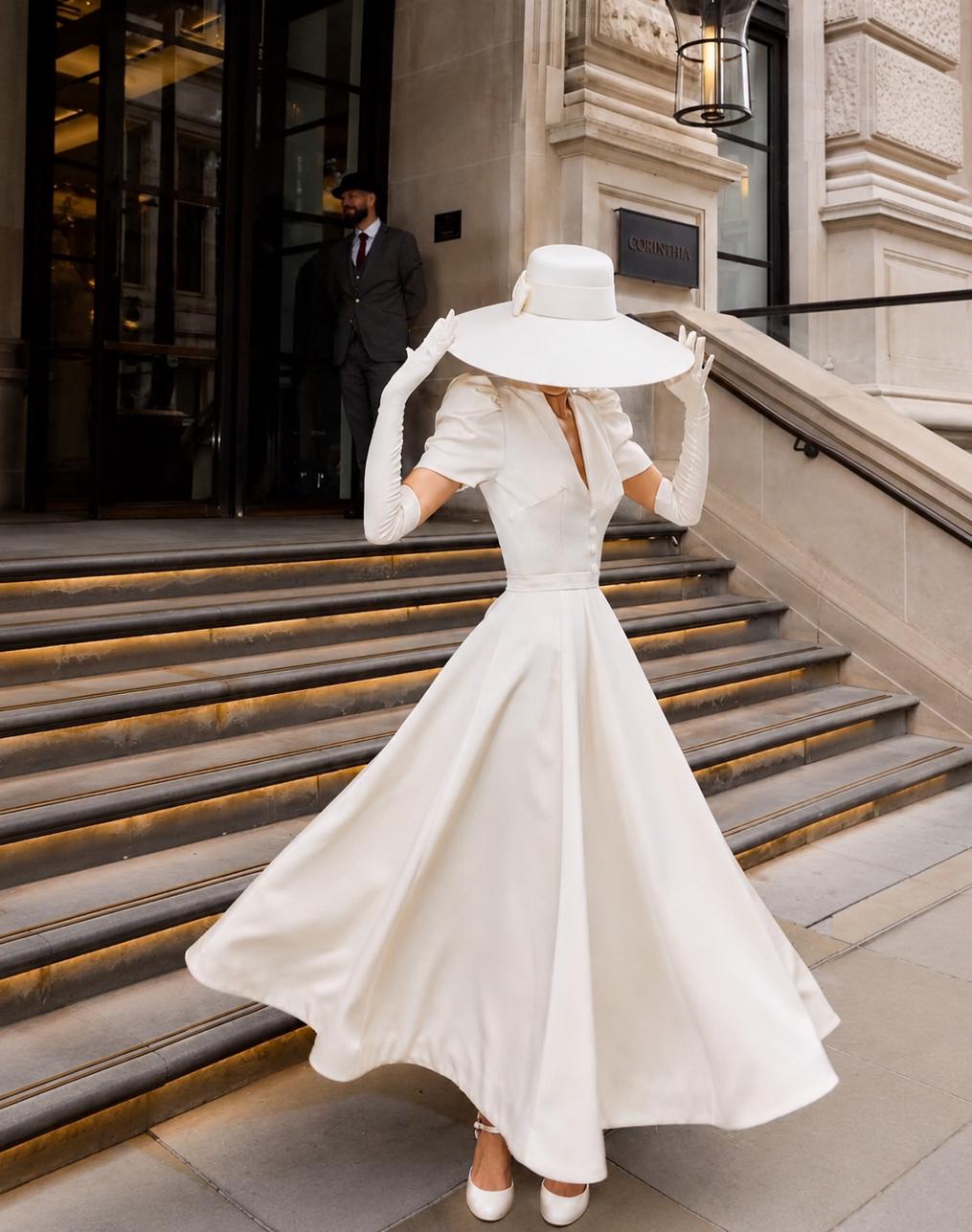 Tea Length White Dress Simple