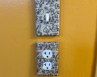 Custom Chinchilla Fabric covered Light Switch Covers, Chinchillas, Switch Plate