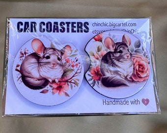 Adorable Chinchilla Neoprene Car Coasters
