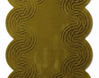 Olive Green Hand Tufted Rug, Organic Shaped Area Carpet, Abstract Wave Rug, Modern Boho Floor Decor, Luxury Bedroom Living Room Rug