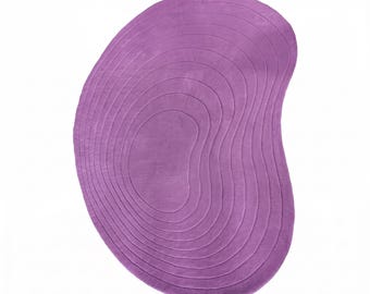 Purple Hand Tufted Rug, Organic Shaped Area Rug, Handmade Wool Carpet, Abstract Modern Rug, Irregular Floor Decor, Boho Home Accent