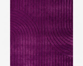 Purple Hand Tufted Rug, Modern Abstract Area Rug, Handmade Wool Carpet, Contemporary Wave Design, Boho Bedroom Decor, Luxury Floor Rug