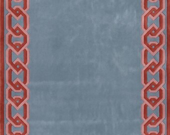 Blue Coral Hand Tufted Rug, Geometric Area Carpet, Modern Abstract Rug, Moroccan Boho Carpet, Designer Living Room Bedroom Home Decor