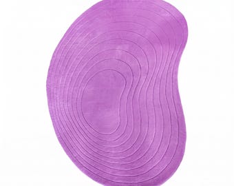 Purple Hand Tufted Rug | Lilac Abstract Area Rug | Organic Shaped Carpet | Wavy Geometric Rug | Modern Sculptural Home Decor