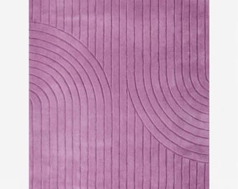Mauve Pink Hand Tufted Rug, Abstract Organic Area Rug, Modern Wavy Carpet, Purple Pink Textured Rug, Minimalist Home Decor