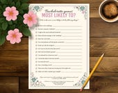 Most Likely To Bachelorette Party Game, Printable PDF