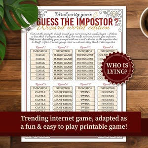 Mago Adivina al Impostor, Juego Viral para Fiestas en PDF Imprimible - Juego de impostor para grupos grandes, Noche de juegos con amigos, Fiestas de cumpleaños