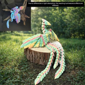Customizable 3D Printed Phoenix – Articulated Bird Hard candy rainbow