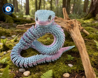 3D Printed Articulated Viper Snake | Flexible Fidget Toy, Home Decor