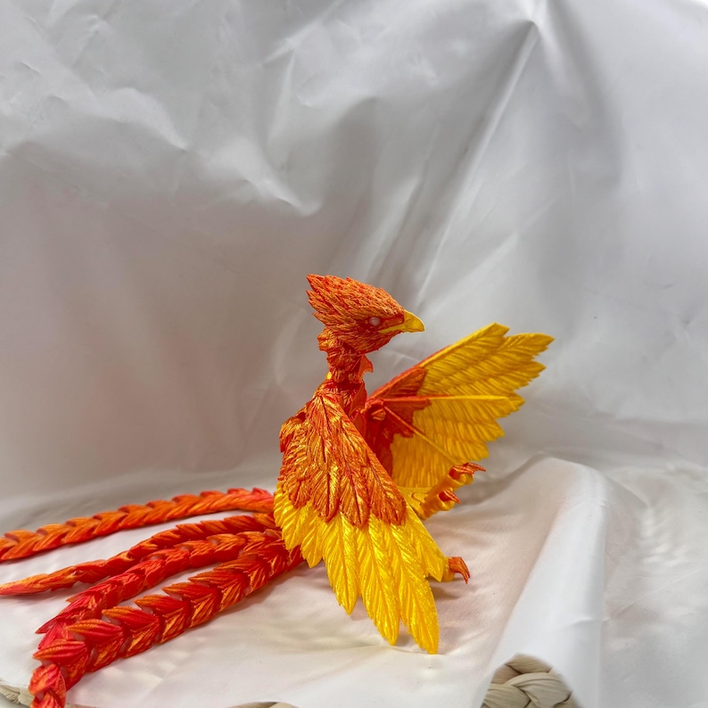 Customizable 3D Printed Phoenix – Articulated Bird Gold-Red and Gold