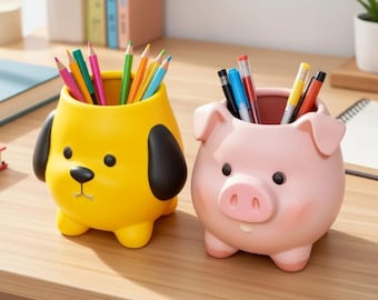 Portalápices personalizable / Organizador de escritorio impreso en 3D / Regalo