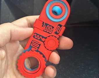 5-in-1 Fidget Spinner Keychain | 3D Printed Mechanical Stress Relief Toy | Multi-Function Sensory Fidget | Unique Gift for Adults & Teens