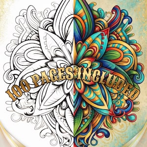 Mandala Coloring Book, 100 Printable Pages, Geometric Patterns Art, Stress Relief Instant Download PDF
