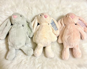 Personalized Plush Bunny, Custom Embroidered Name, Easter Gift