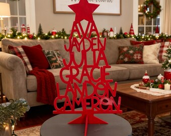 Letrero navideño personalizado para nietos / Árbol genealógico personalizado con nombres / Regalo para la abuela
