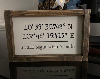Custom Coordinates Sign – Personalized Anniversary Gift, Location Keepsake,  Wedding/Engag Gift