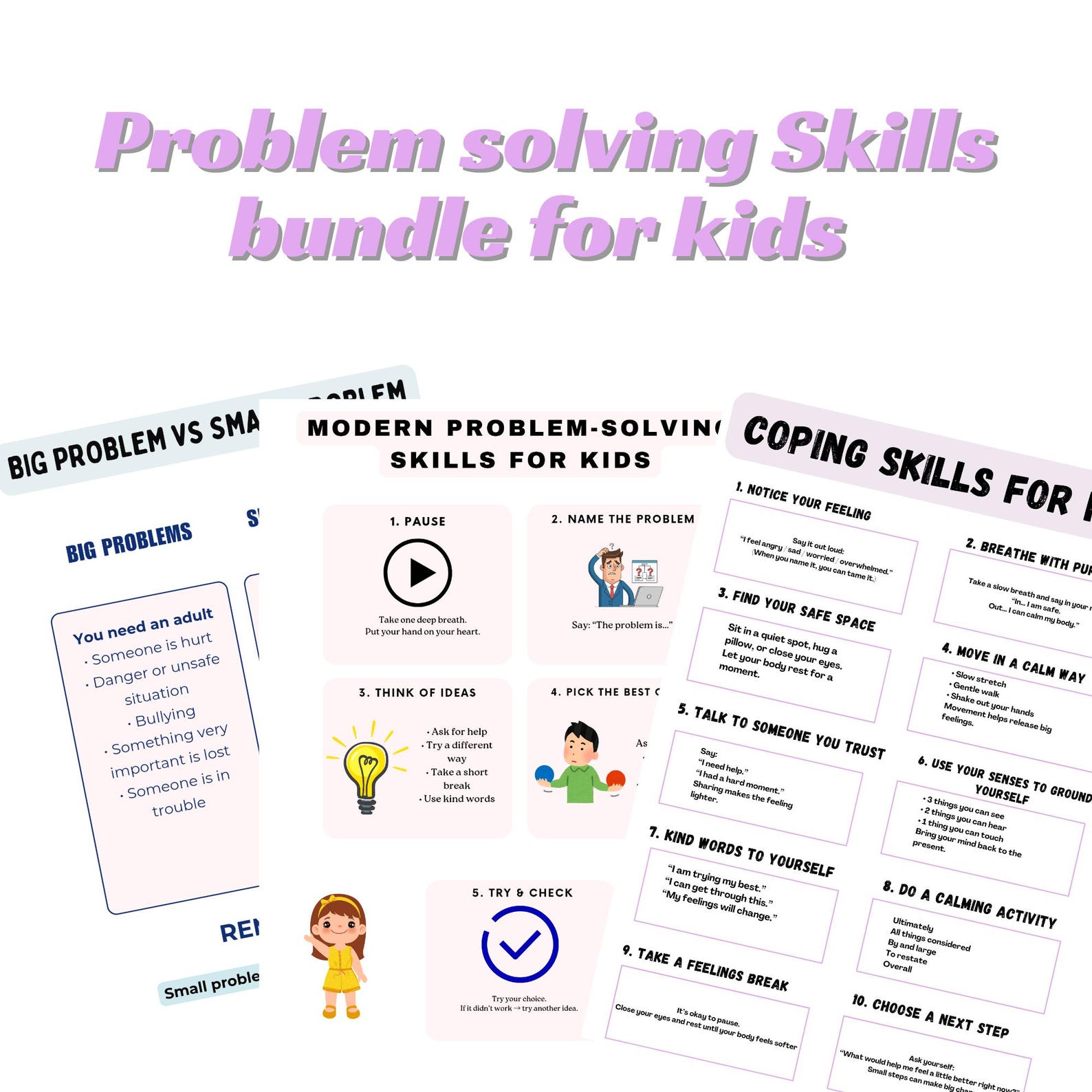 Coping Skills & Problem Solving Posters for Kids | SEL Classroom Bundle ...